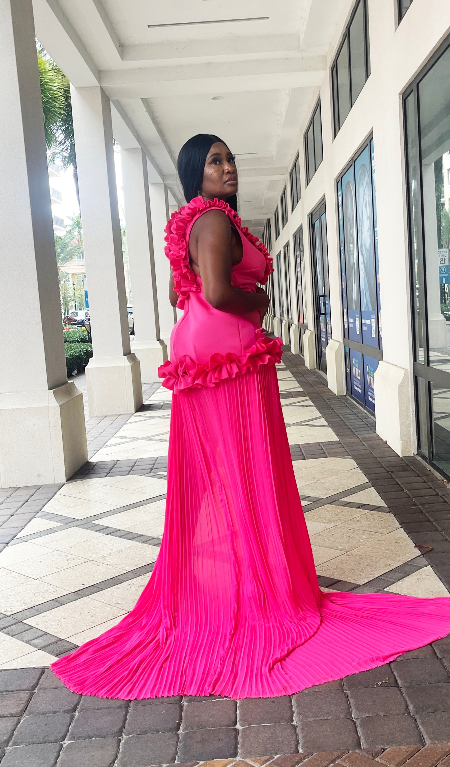 Hibiscus Drop waist Thigh High Split Dress