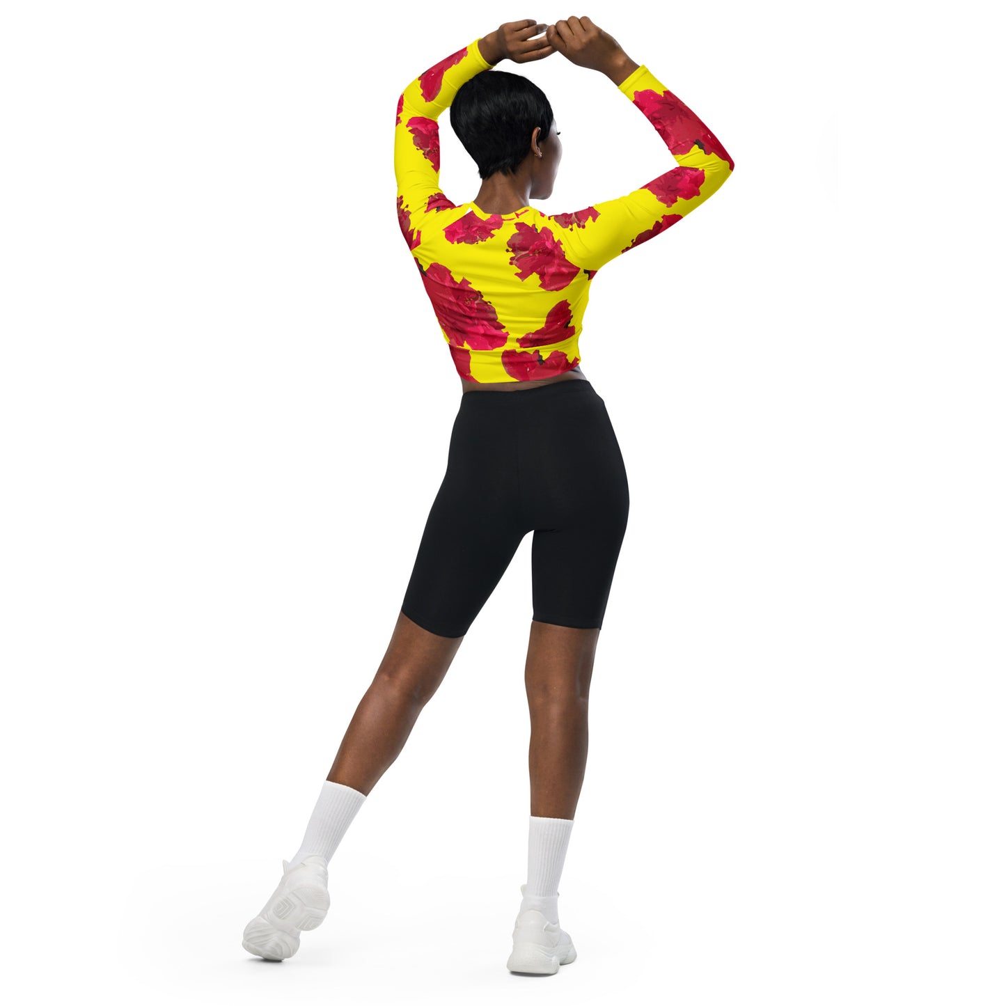 Women's Hibiscus long-sleeve crop top