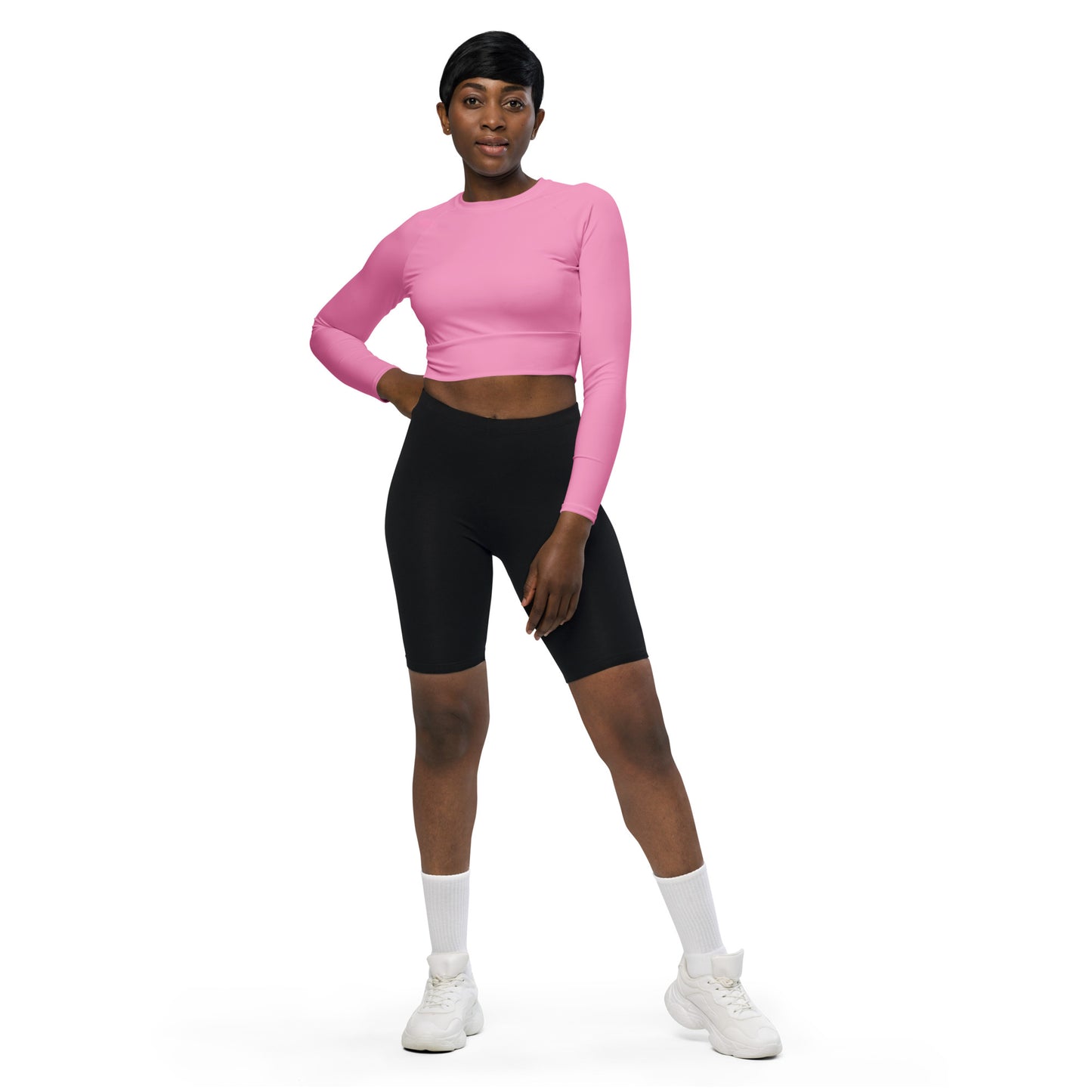 Women's Deco Dr Pink long-sleeve crop top