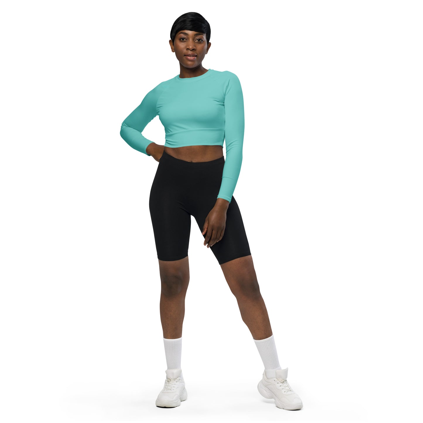 Women's Ocean Drive Green long-sleeve crop top