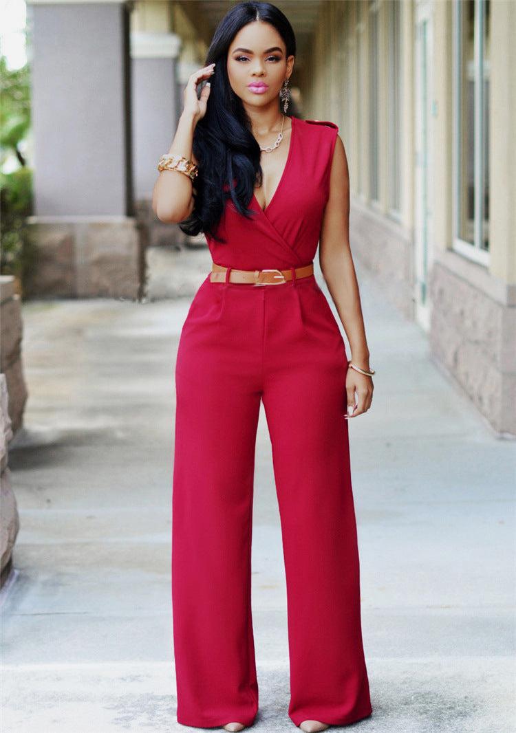 Summer High Waist Solid Color Casual Women Clothing V Neck Sleeveless Sexy Slim Fit Bodysuit