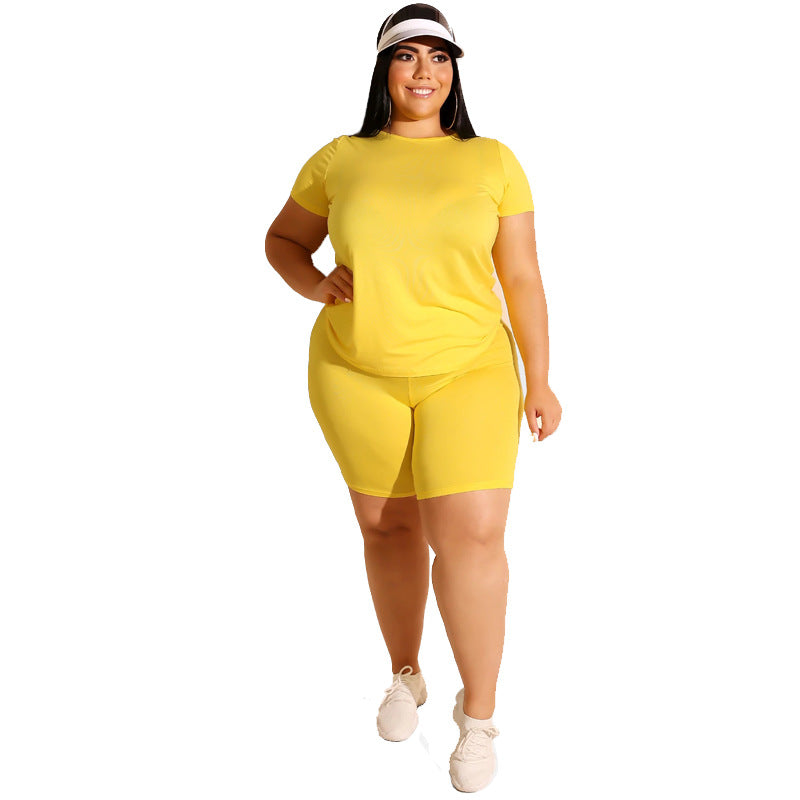 Solid Color Casual Pants Suit Plus Size Women Two-Piece Suit