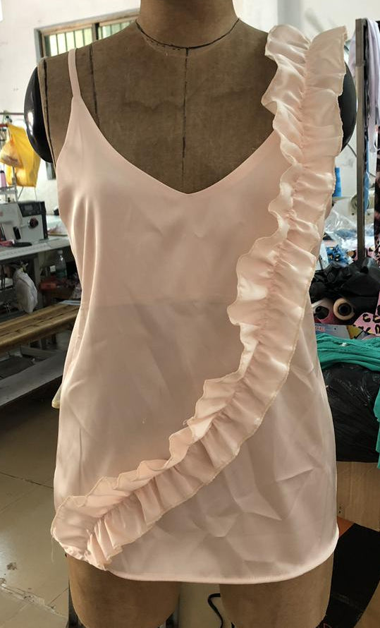 Summer Top Sexy Backless Ruffled Spaghetti Straps Top for Women