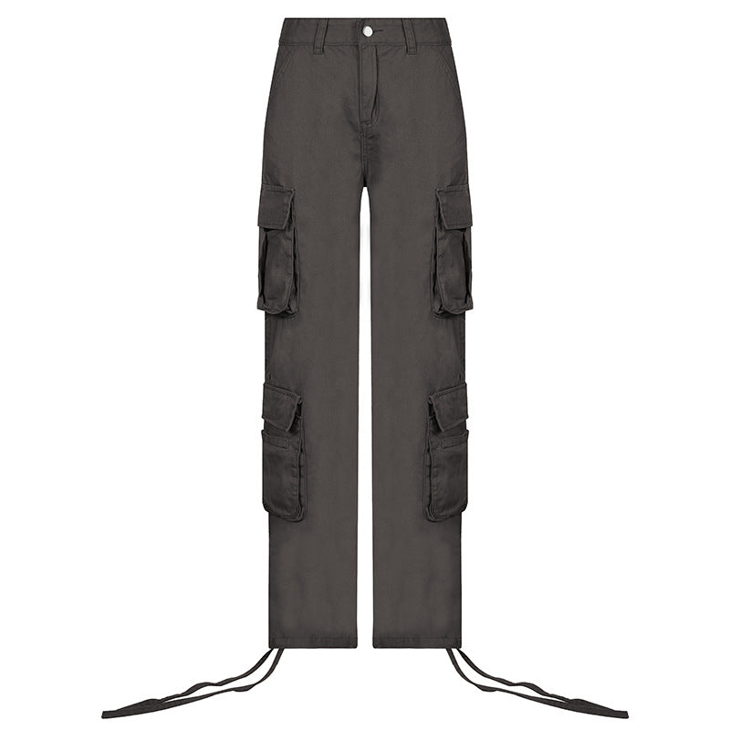 Self Built Station Autumn Winter Women Street Hip Hop Low Waist Tooling Denim Pants Casual Pants