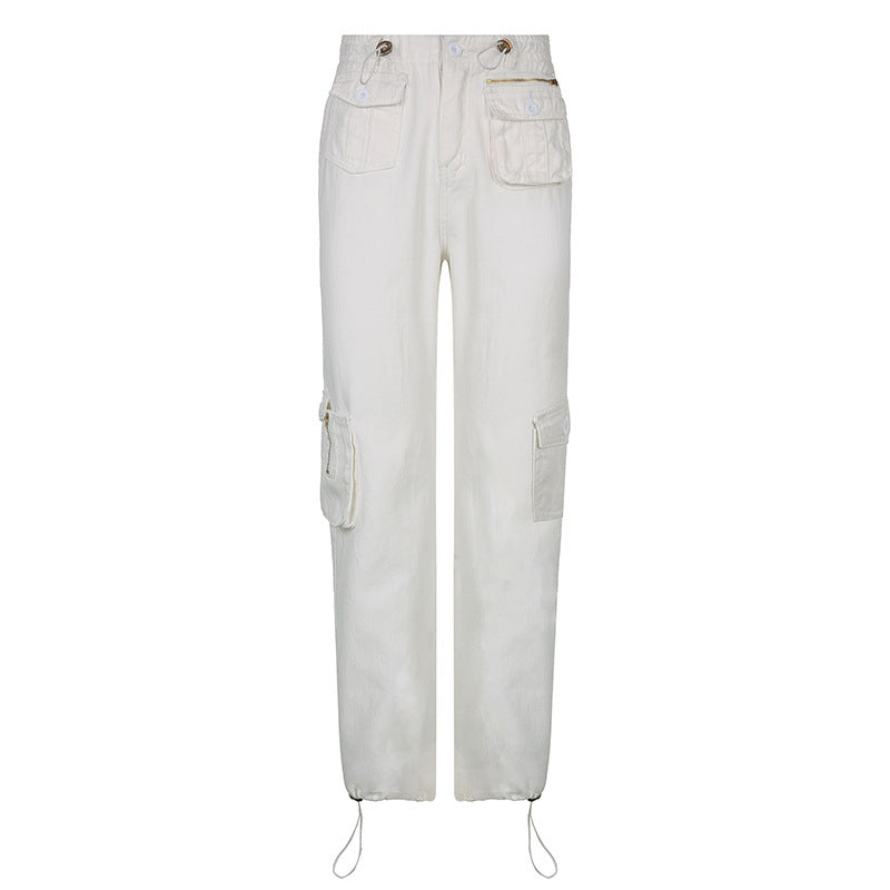 Self Built Station Autumn Winter Women Street Hip Hop Low Waist Tooling Denim Pants Casual Pants
