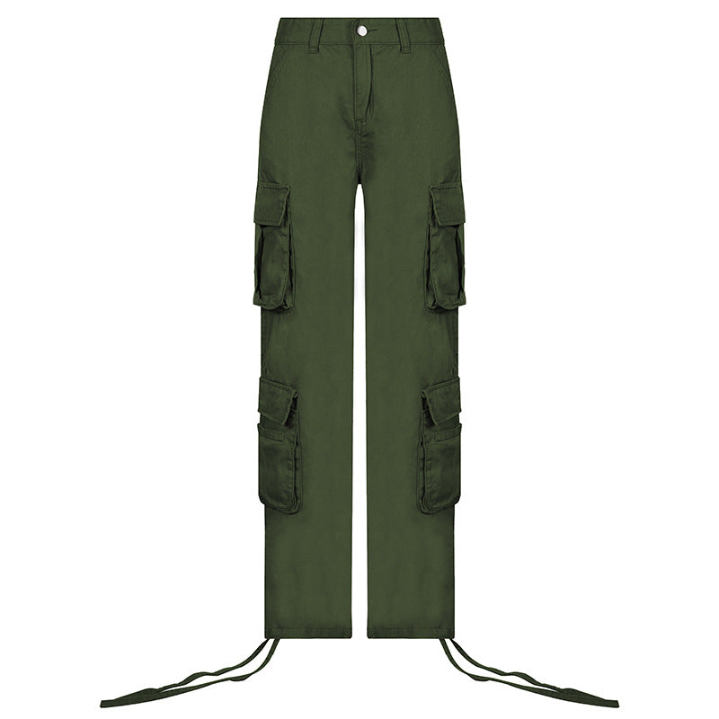 Self Built Station Autumn Winter Women Street Hip Hop Low Waist Tooling Denim Pants Casual Pants