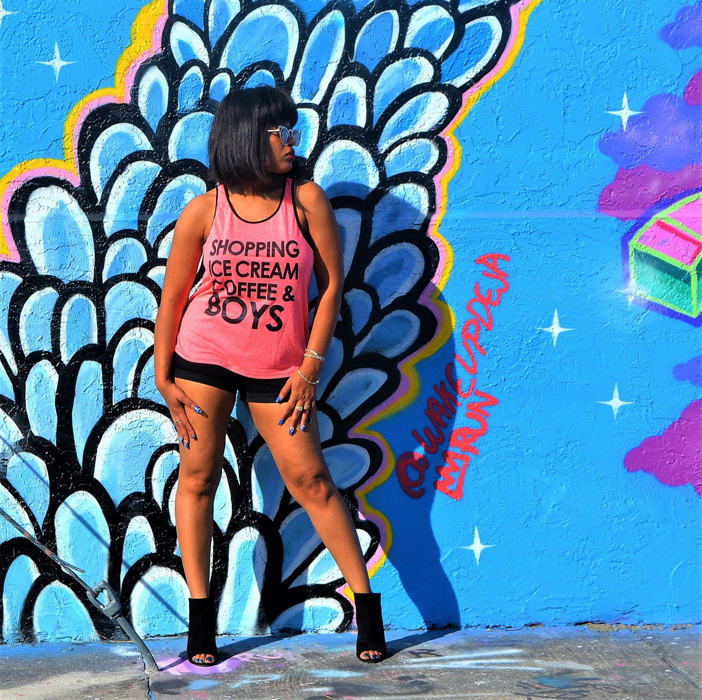 Pink Playful Mesh Tank Top