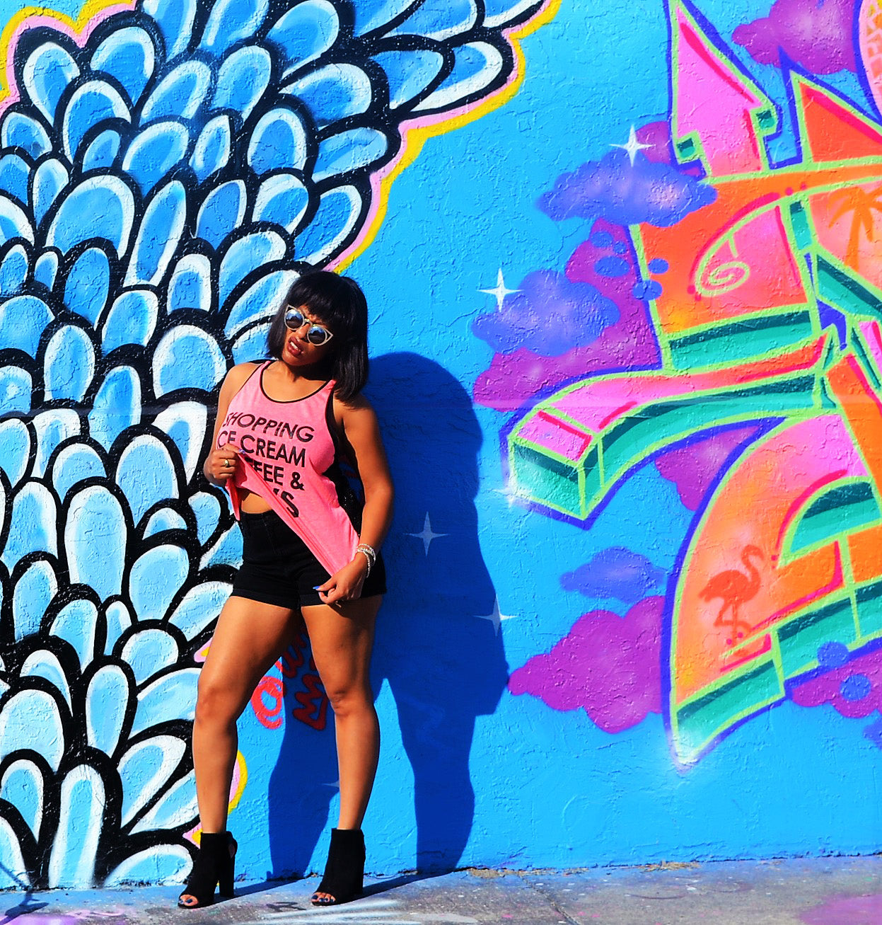 Pink Playful Mesh Tank Top