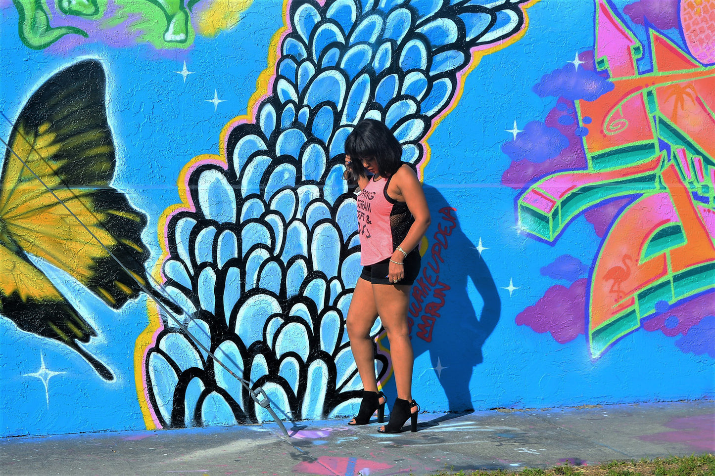 Pink Playful Mesh Tank Top