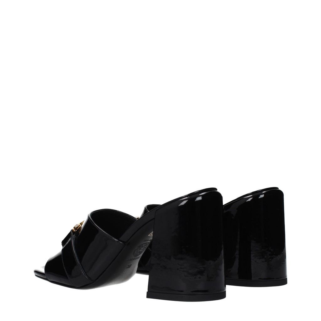 Versace Black Leather Platform Sandals