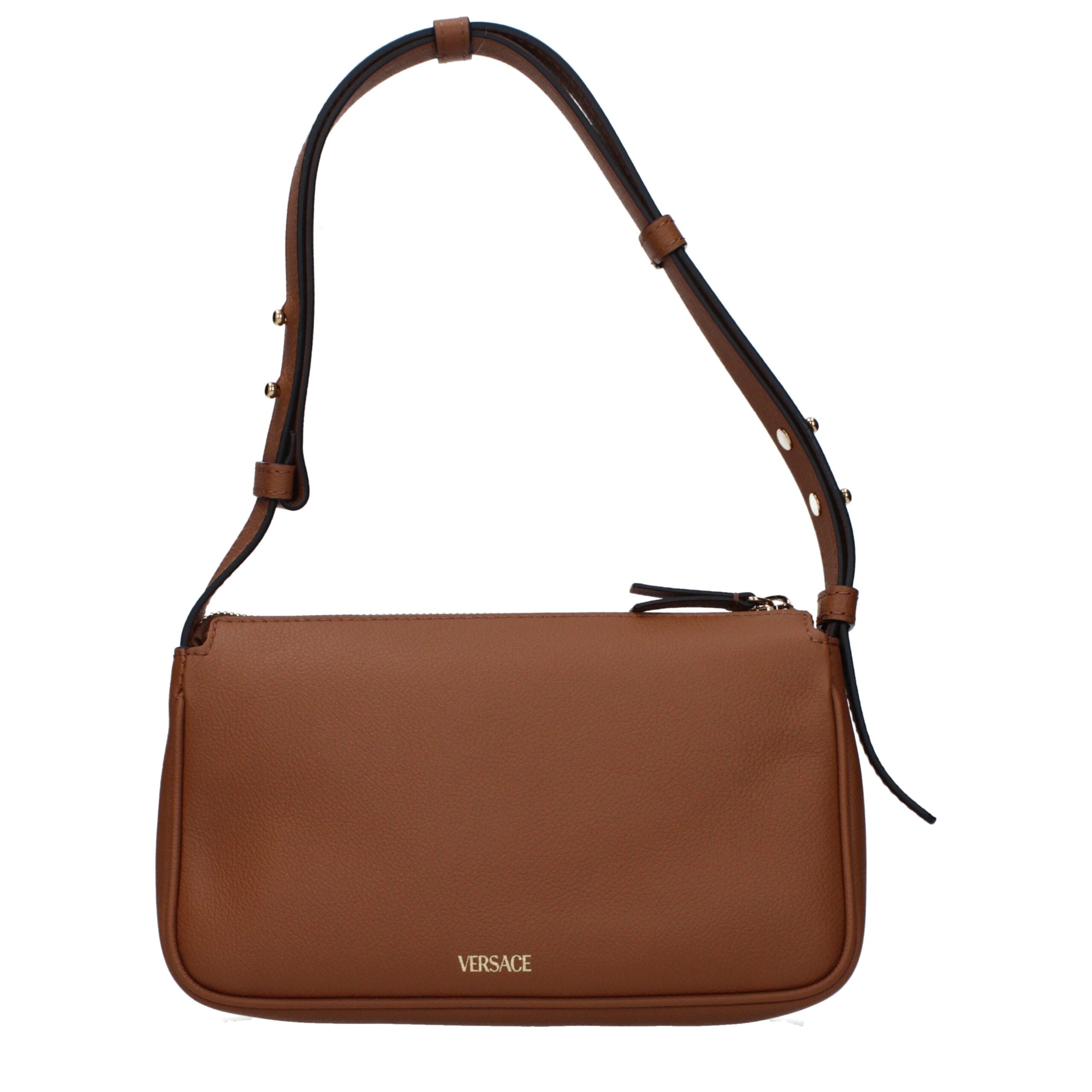 Versace Brown Leather Shoulder Bag