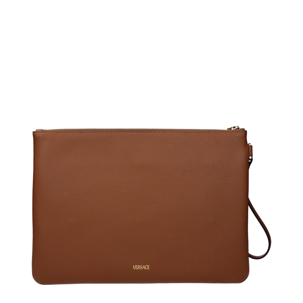 Versace Brown Leather Clutch Bag