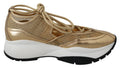 Jimmy Choo Gold Mesh Leather Michigan Sneakers