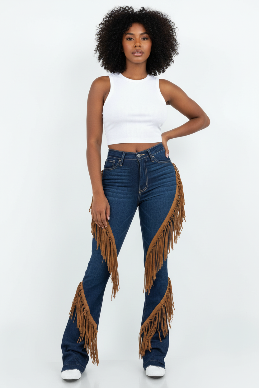 Western Fringe Bootcut Denim Jean