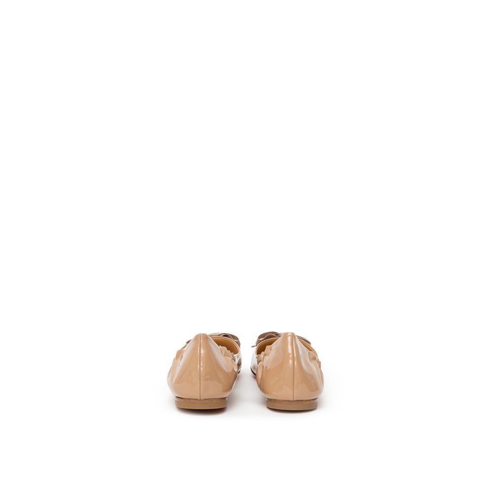 Christian Louboutin Beige Patent Leather Ballet Flats