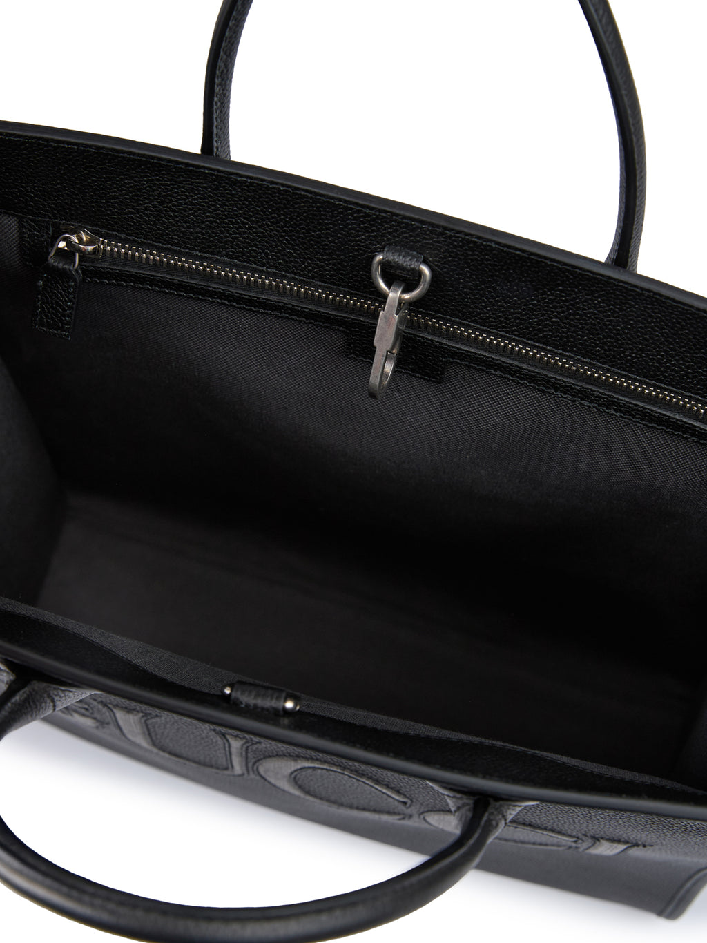 Gucci Black Leather Logo Medium Tote Bag