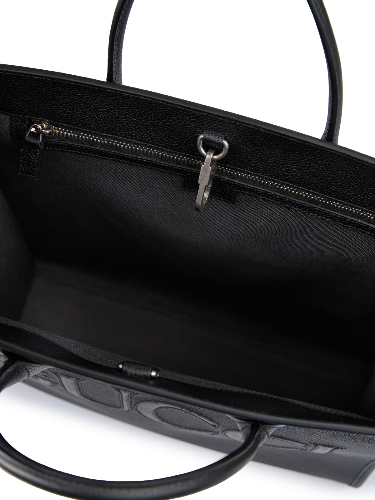Gucci Black Leather Logo Medium Tote Bag