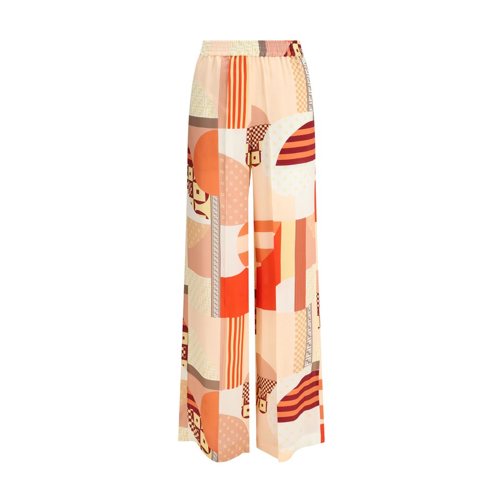 Fendi Multicolor Silk Casual Pants
