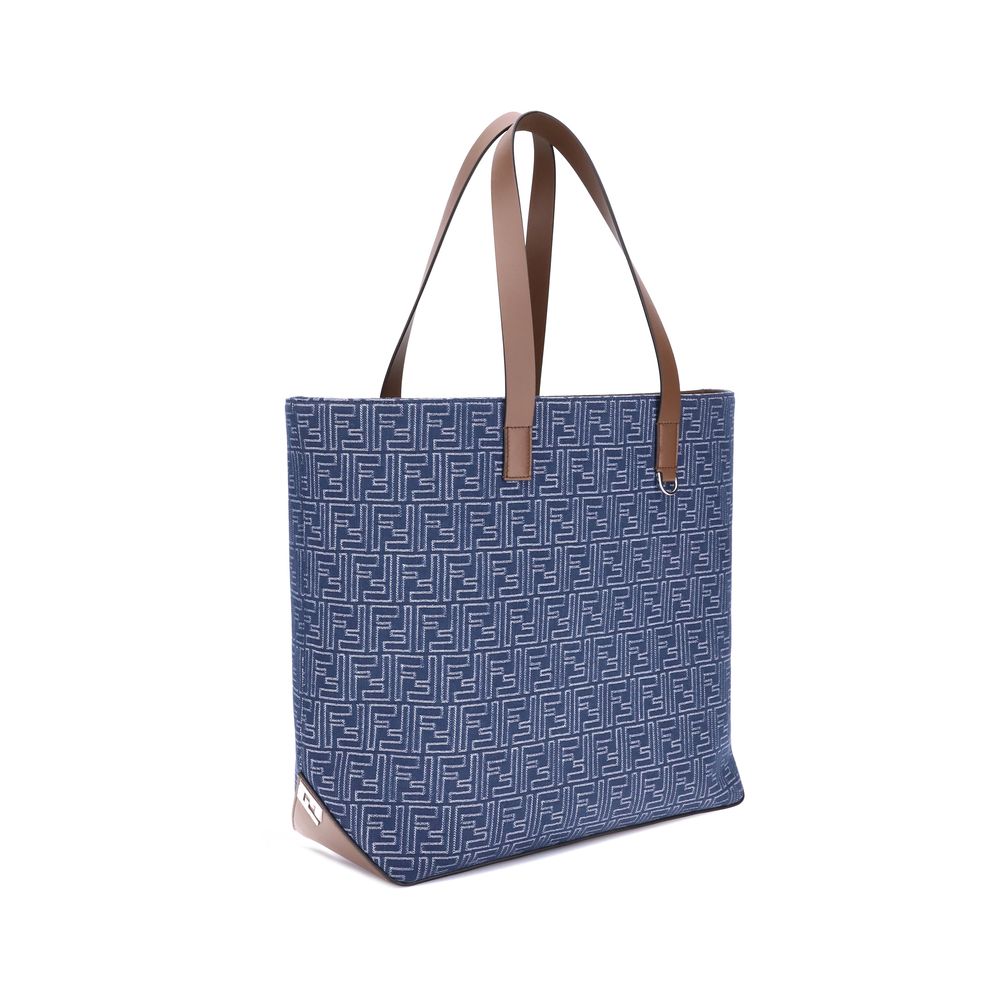 Fendi Light Blue Cotton Shoulder Bag