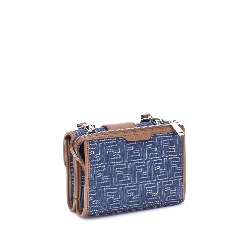Fendi Blue Cotton Shoulder Bag