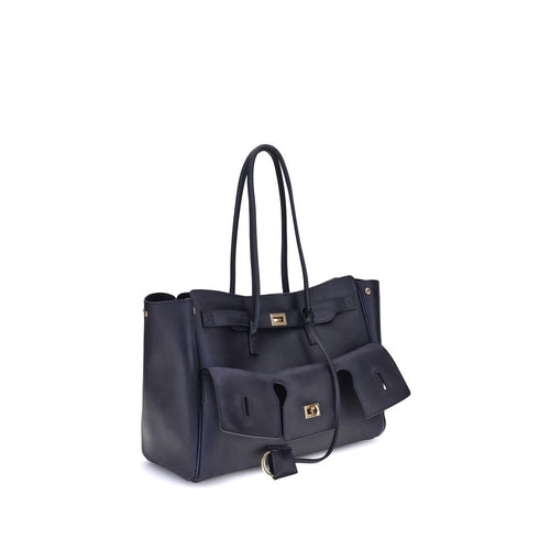 Balenciaga Blue Calf Leather Bos Taurus Shoulder Bag