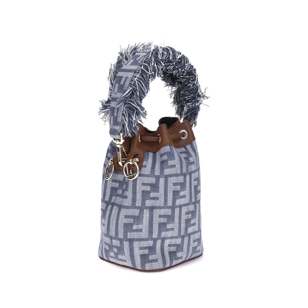 Fendi Light Blue Cotton Shoulder Bag