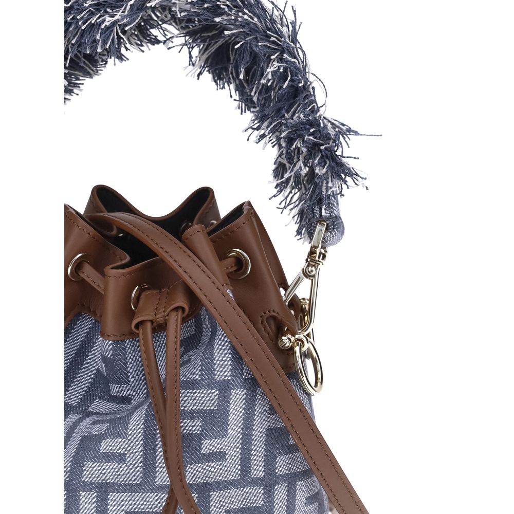 Fendi Light Blue Cotton Shoulder Bag