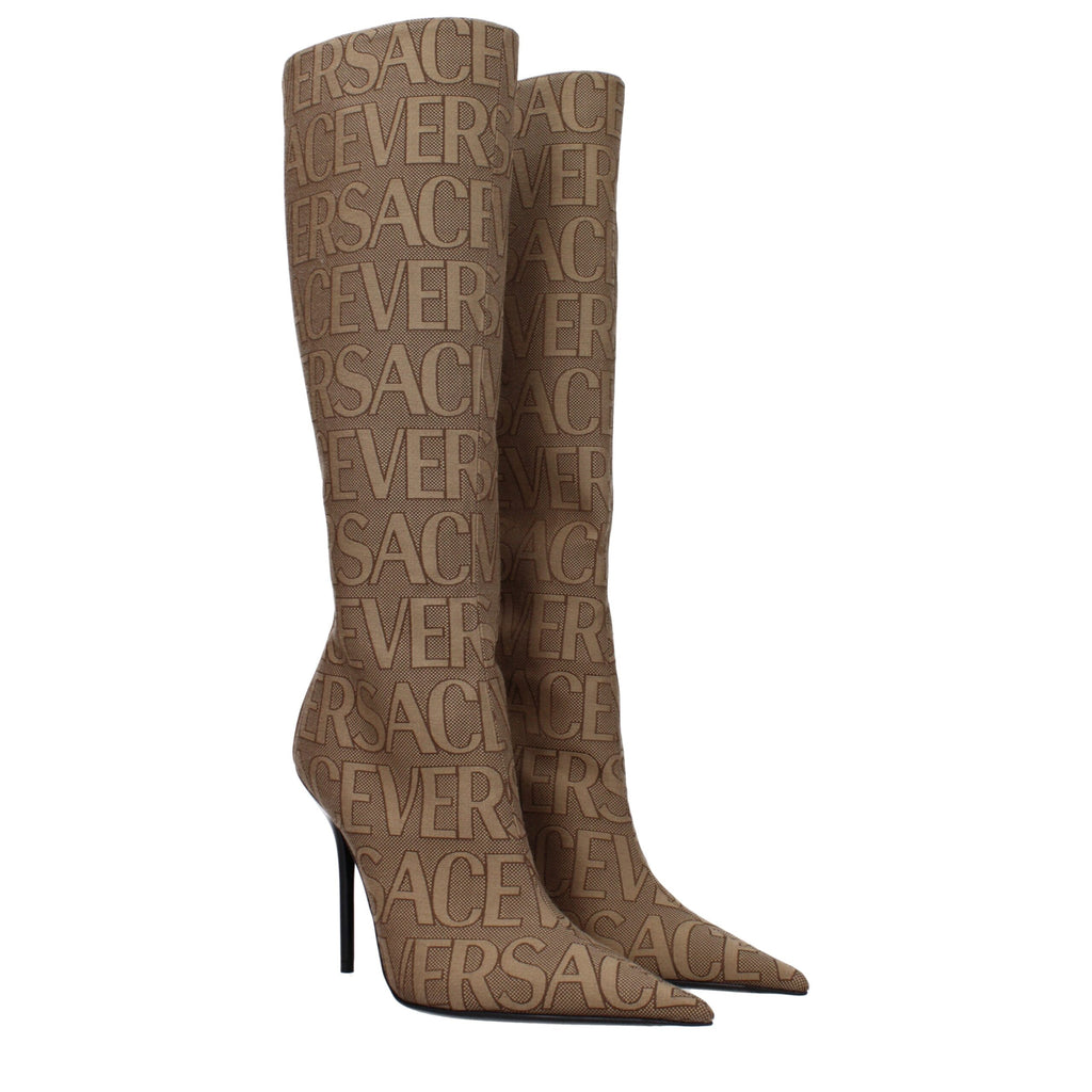Versace Beige Fabric Boots