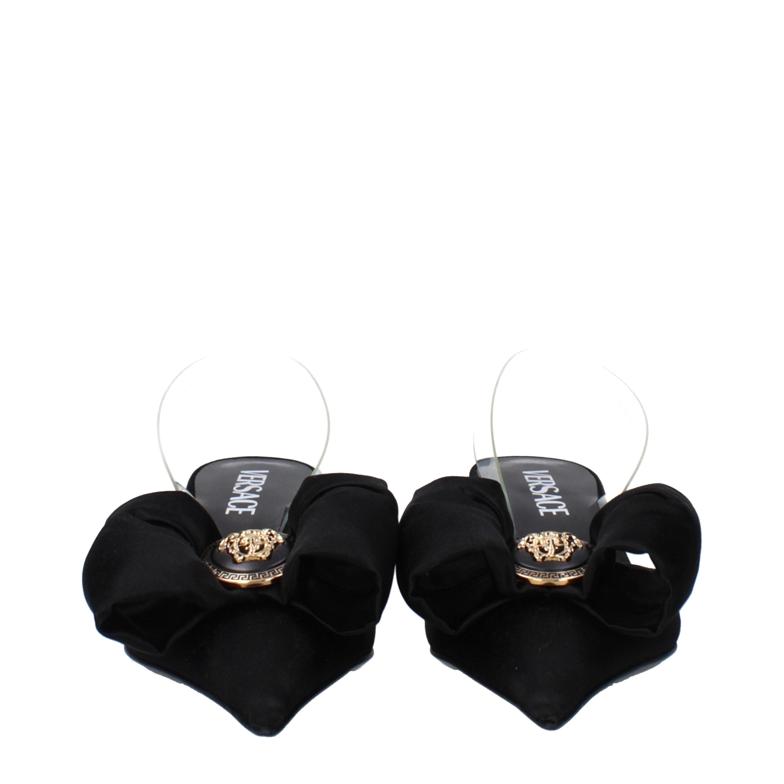 Versace Black Satin Flat Sandals