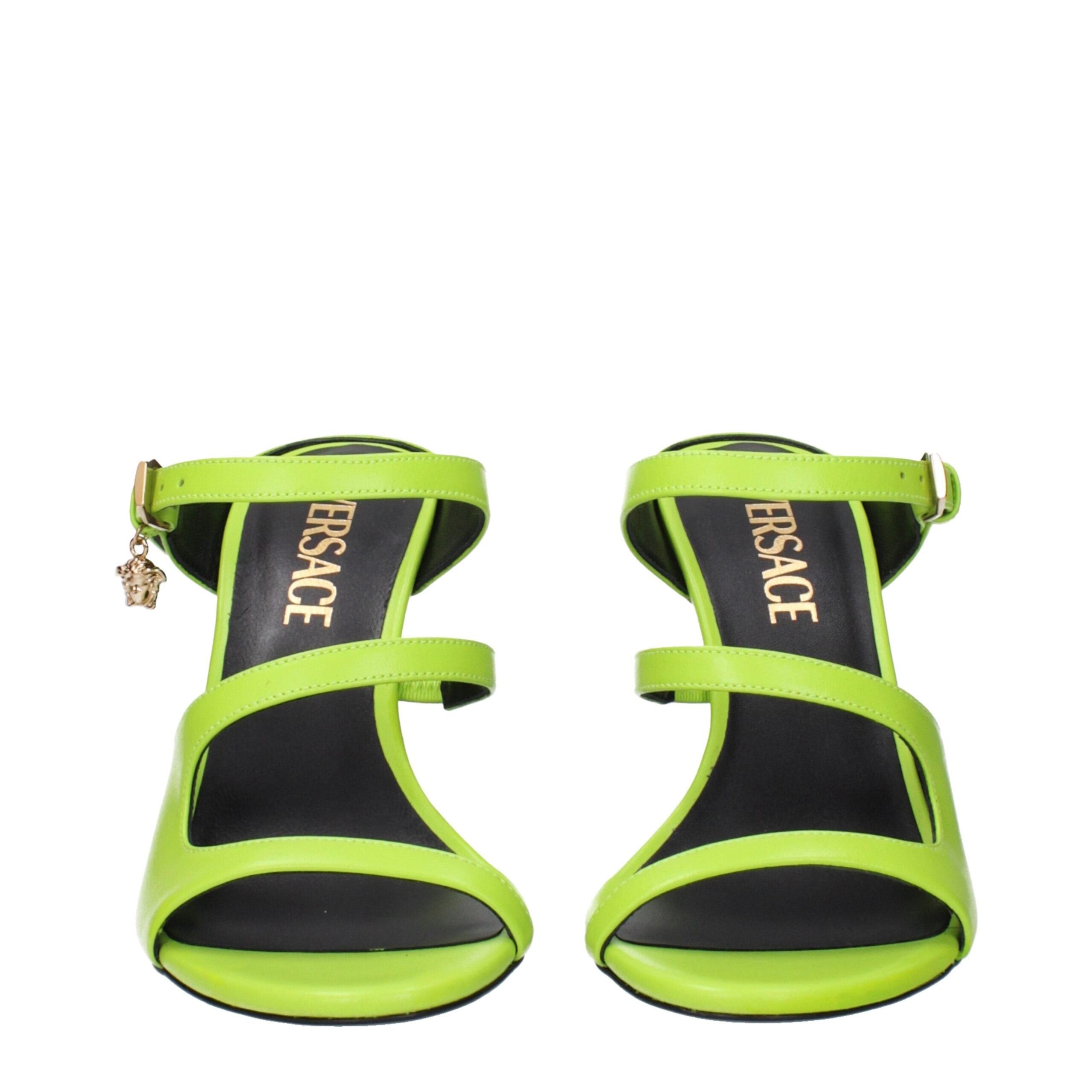 Versace Green Leather Stiletto Heel Sandals