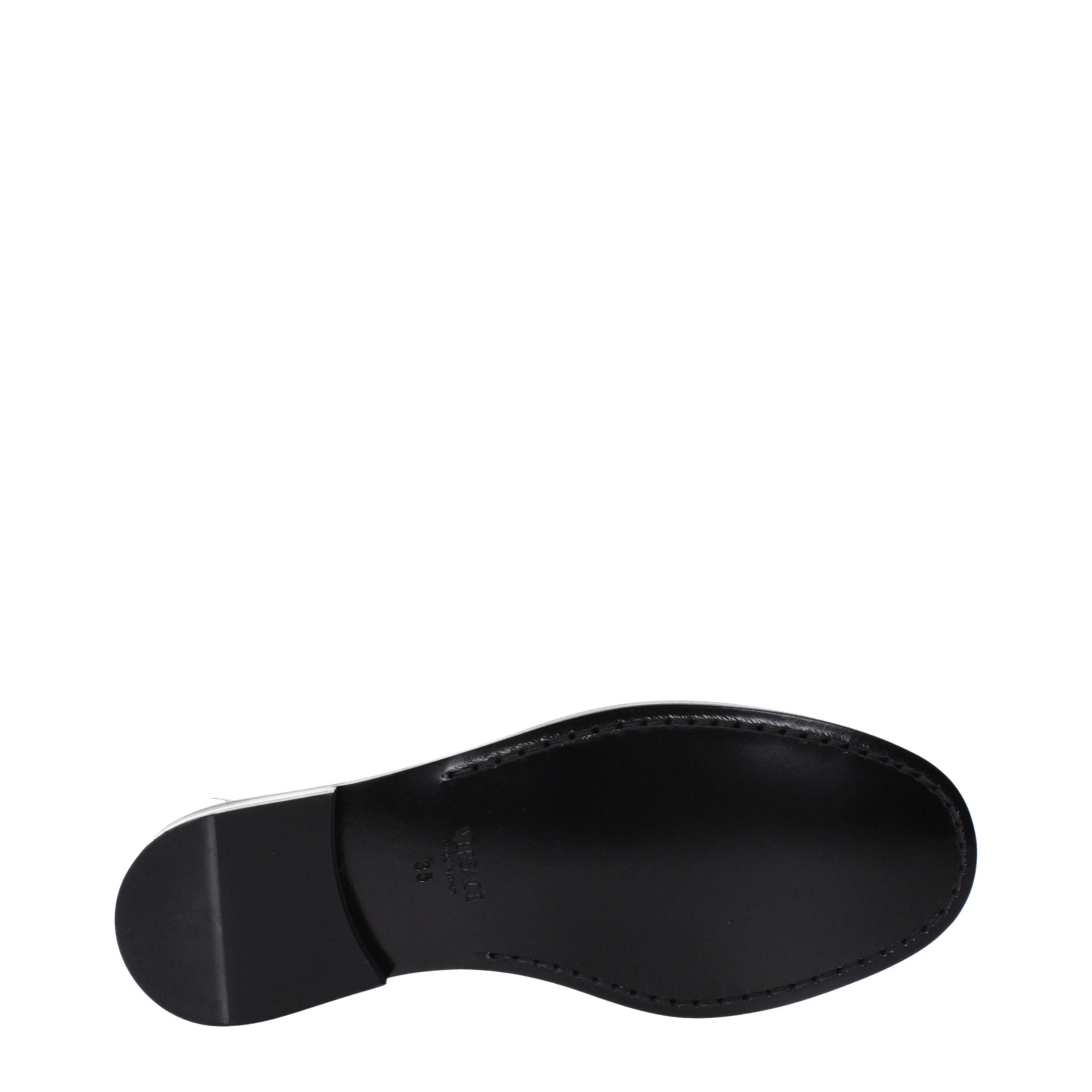 Versace Gray Leather Slip-On Loafers