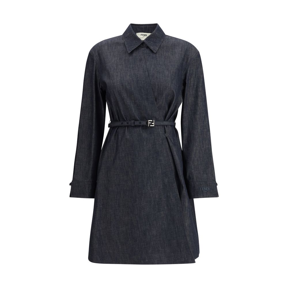 Fendi Blue Cotton Casual Dress