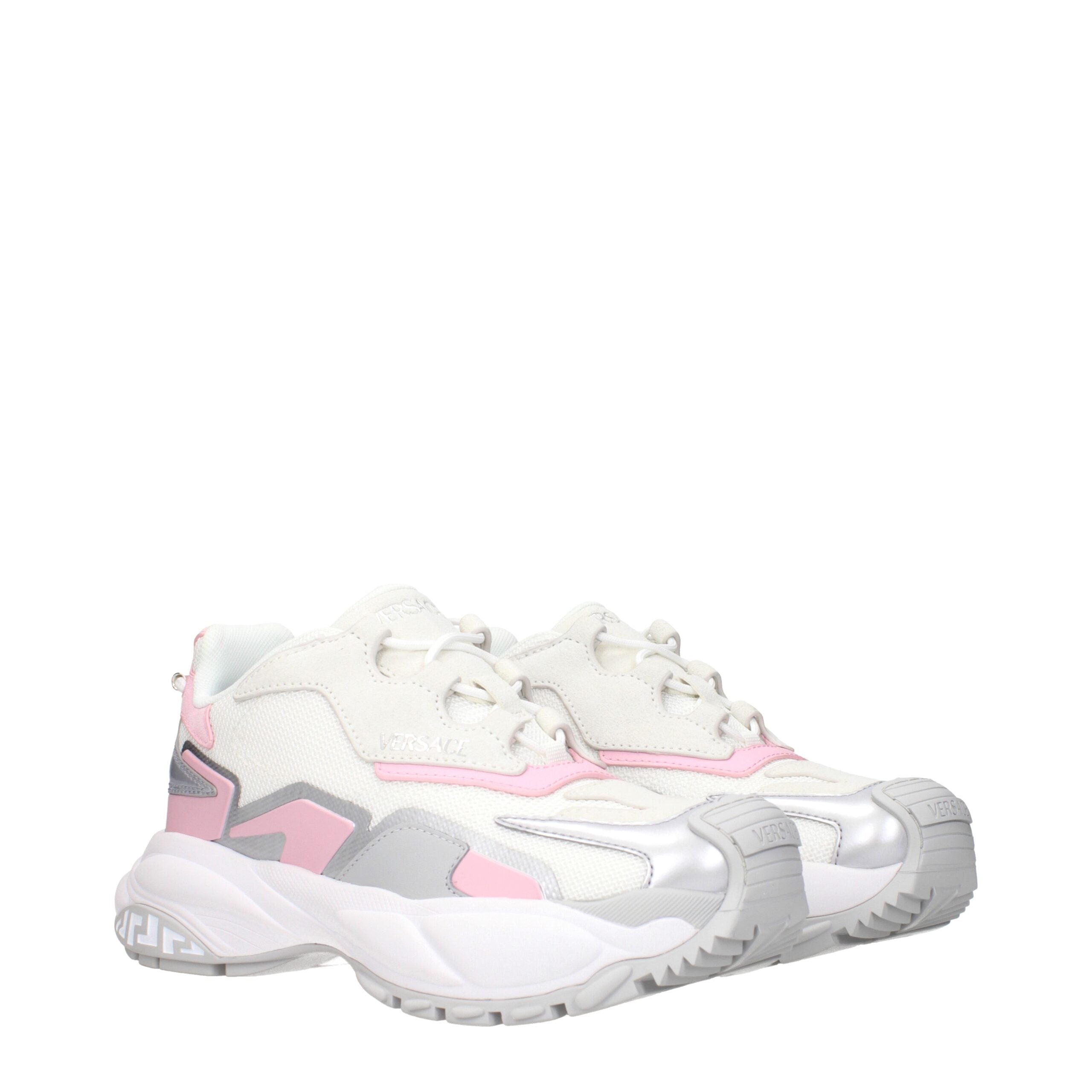 Versace White Fabric Chunky Sneakers