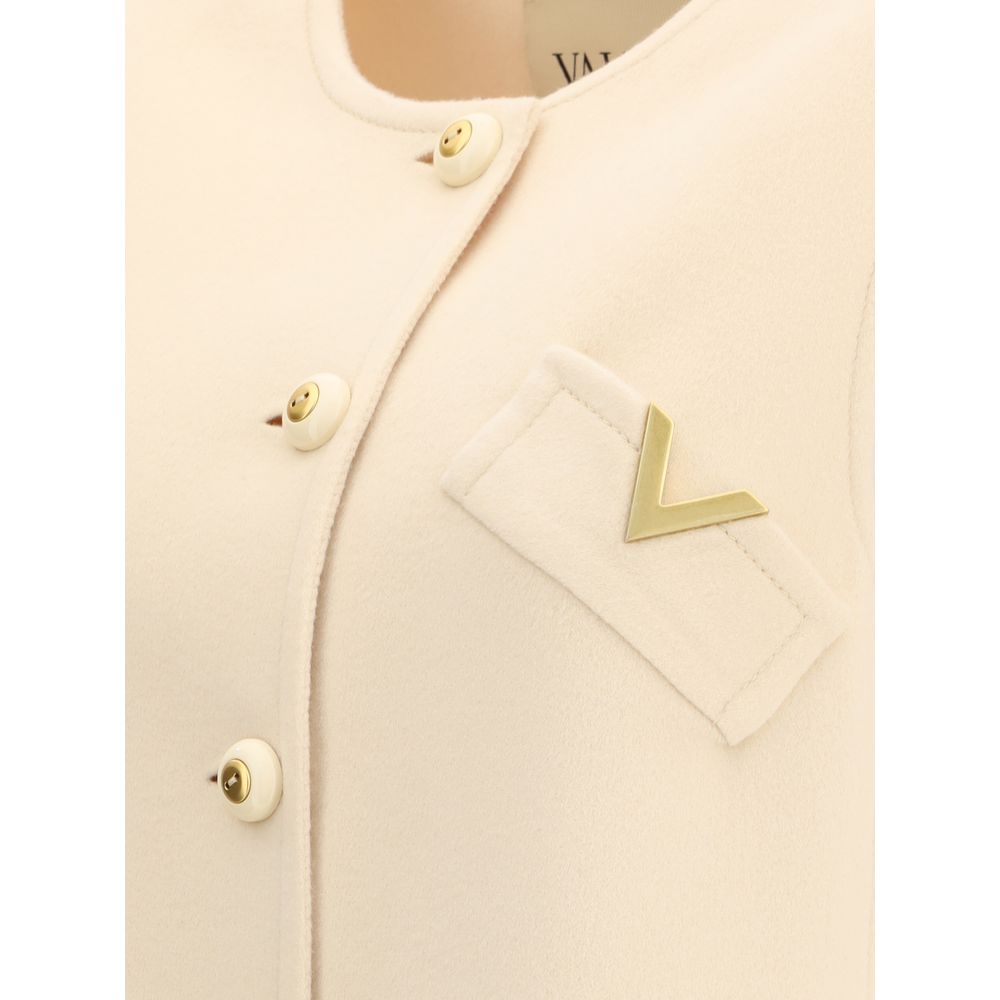 Valentino Cream Fleece Wool Casual Dress