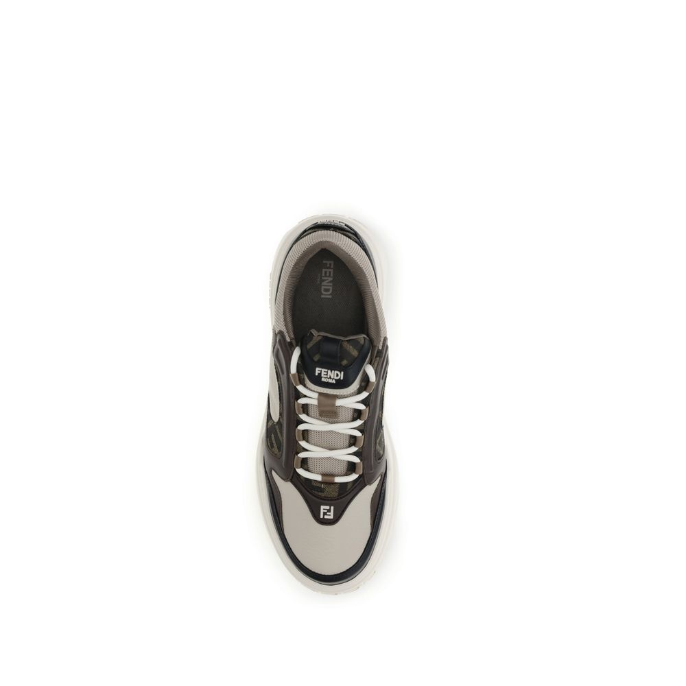 Fendi Black Calf Leather Bos Taurus Low Top Sneakers