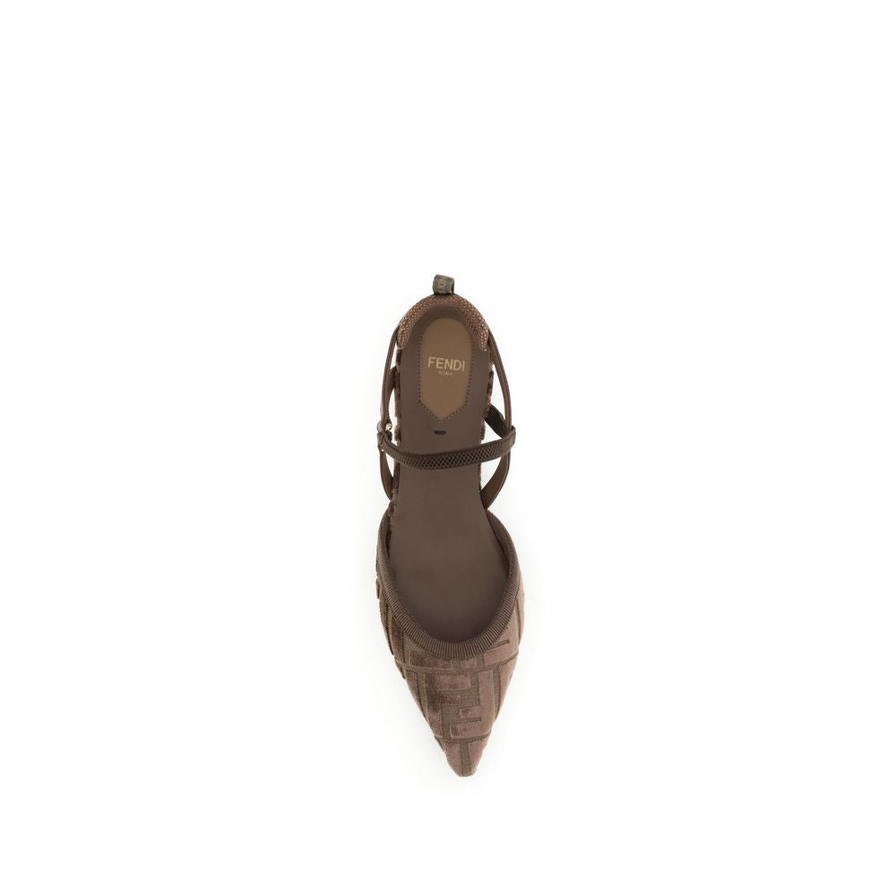 Fendi Brown Polyamide Ballet Flats