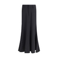 Balenciaga Black Fleece Wool Long Skirt
