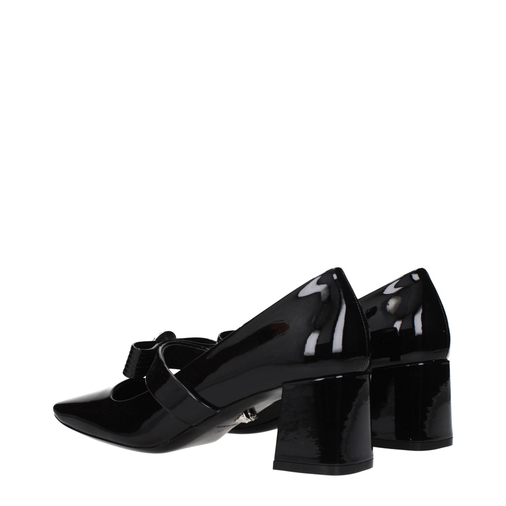 Versace Black Leather Mid Heel Pumps