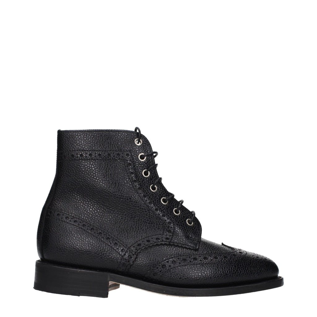 Thom Browne Black Leather Ankle Boots