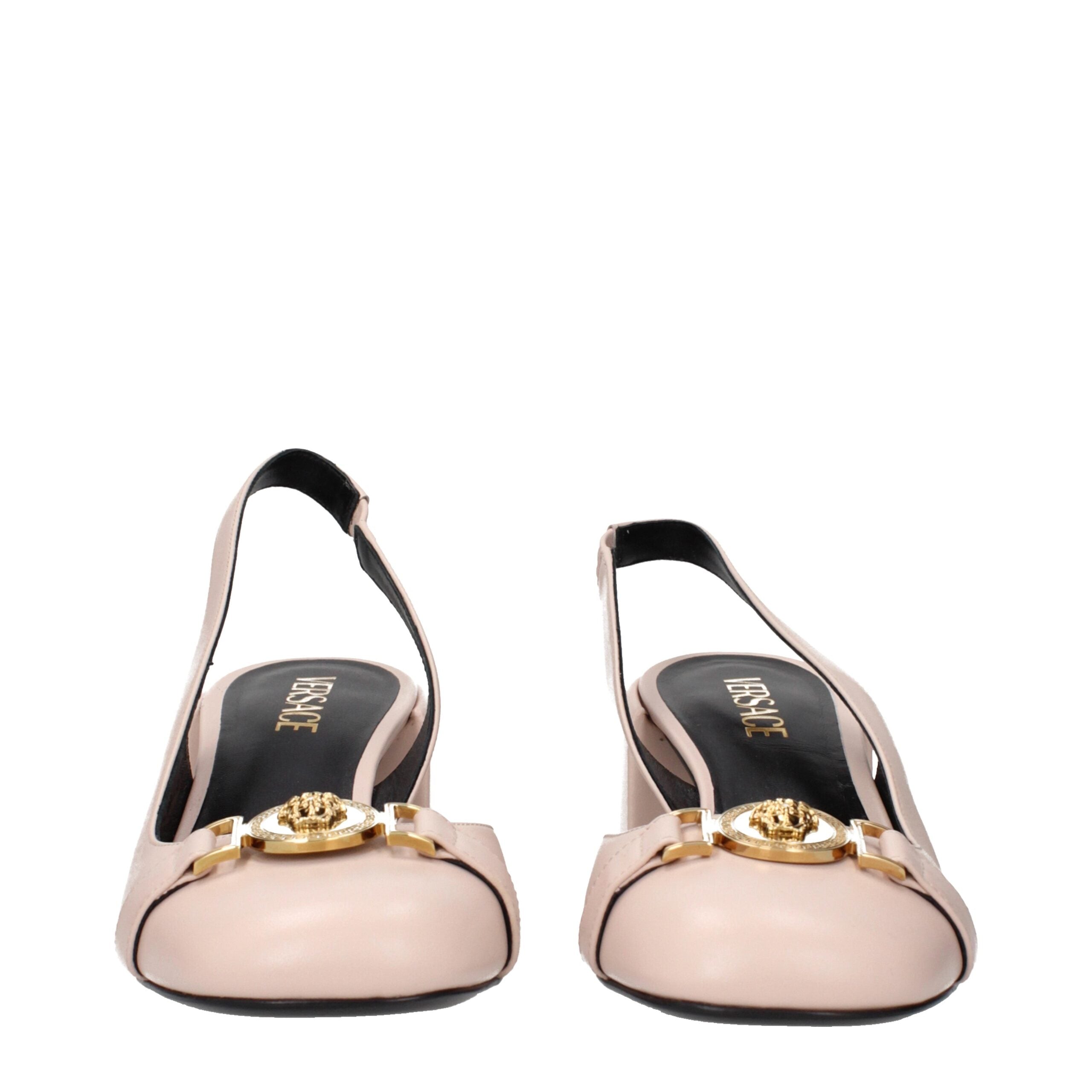 Versace Pink Leather Mid Heel Pumps