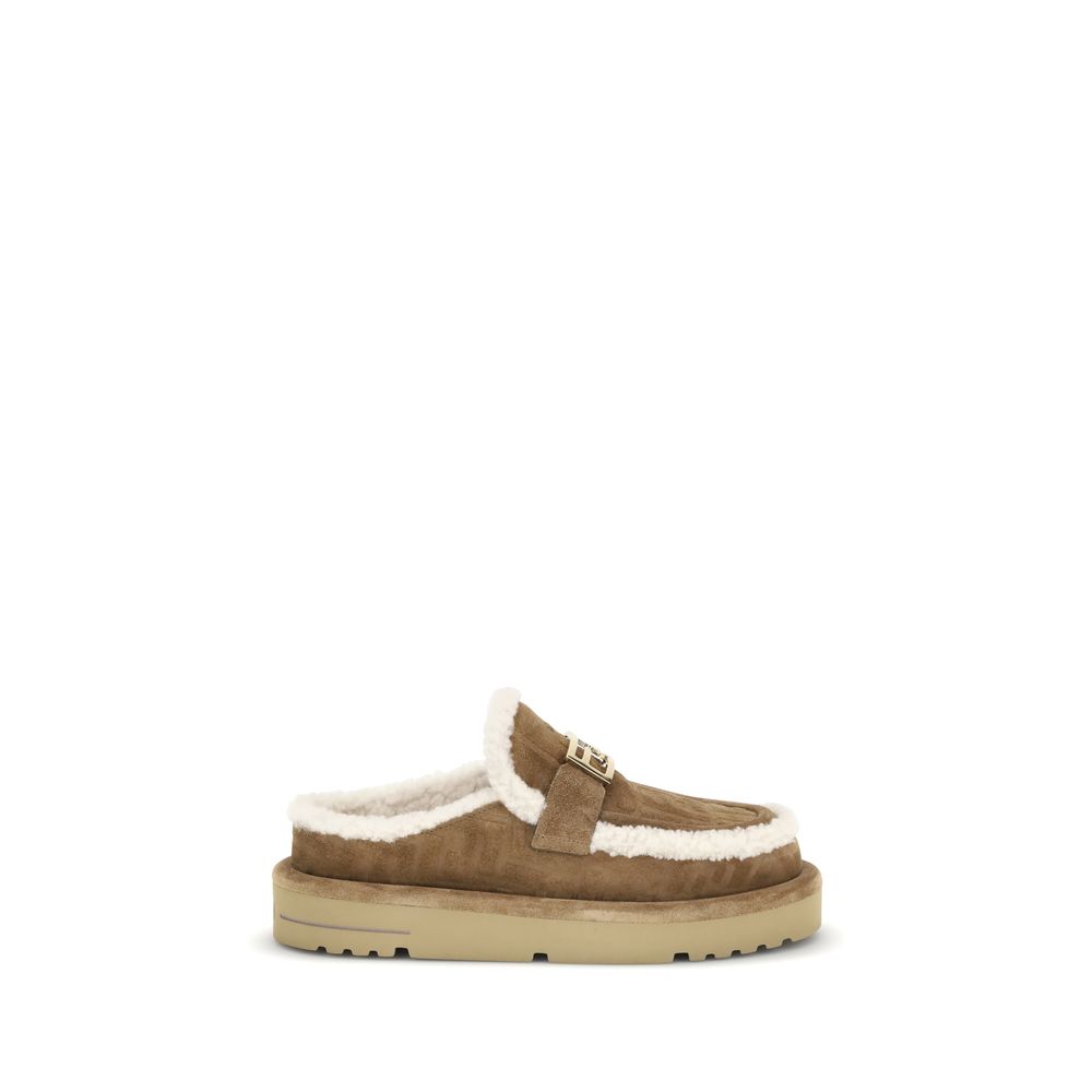 Fendi Beige Leather Mules