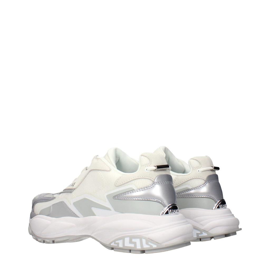 Versace White Fabric Chunky Sneakers