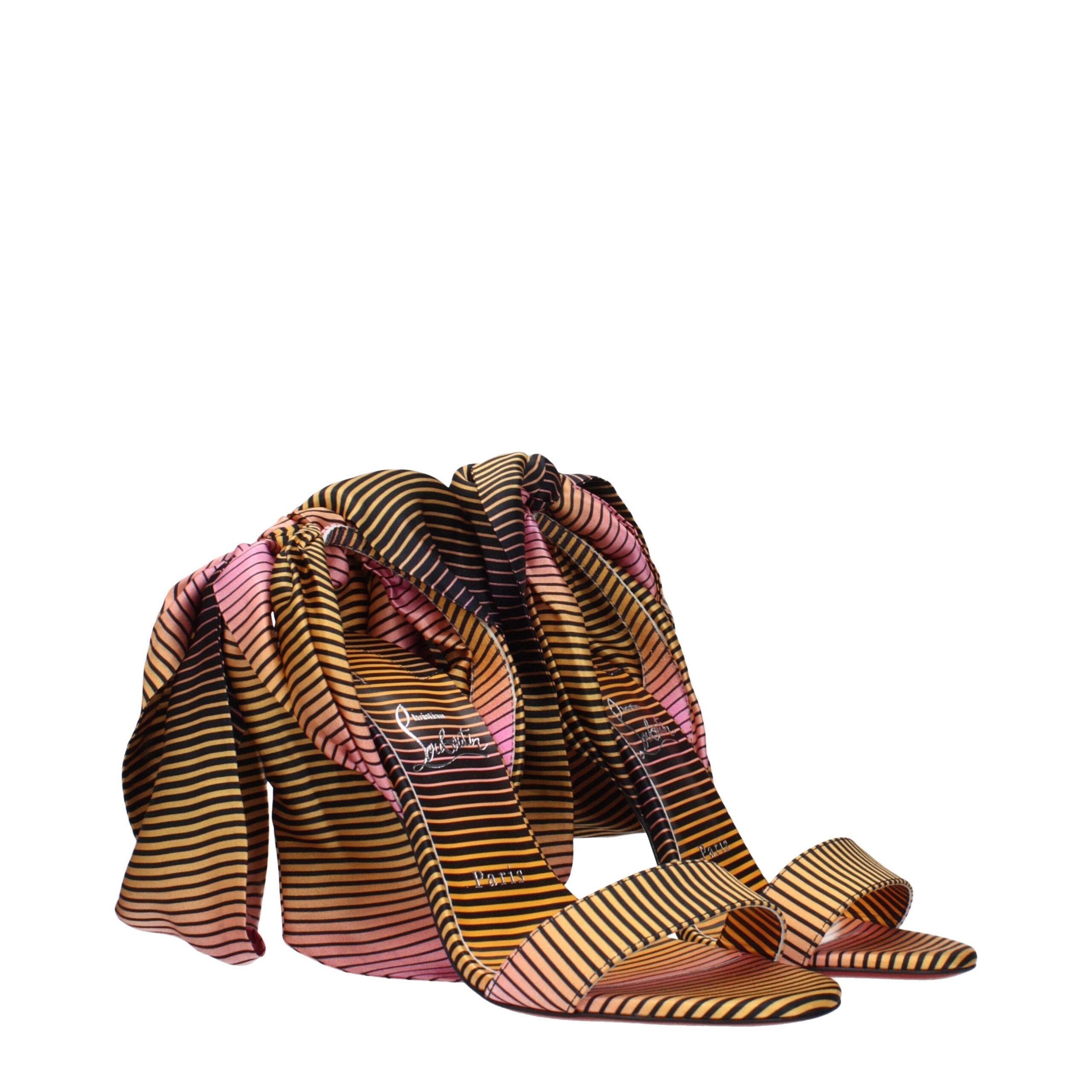 Christian Louboutin Multicolor Fabric Stiletto Heel Sandals