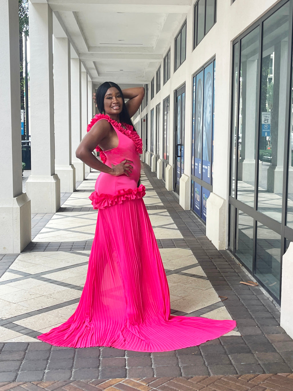 Hibiscus Drop waist Thigh High Split Dress