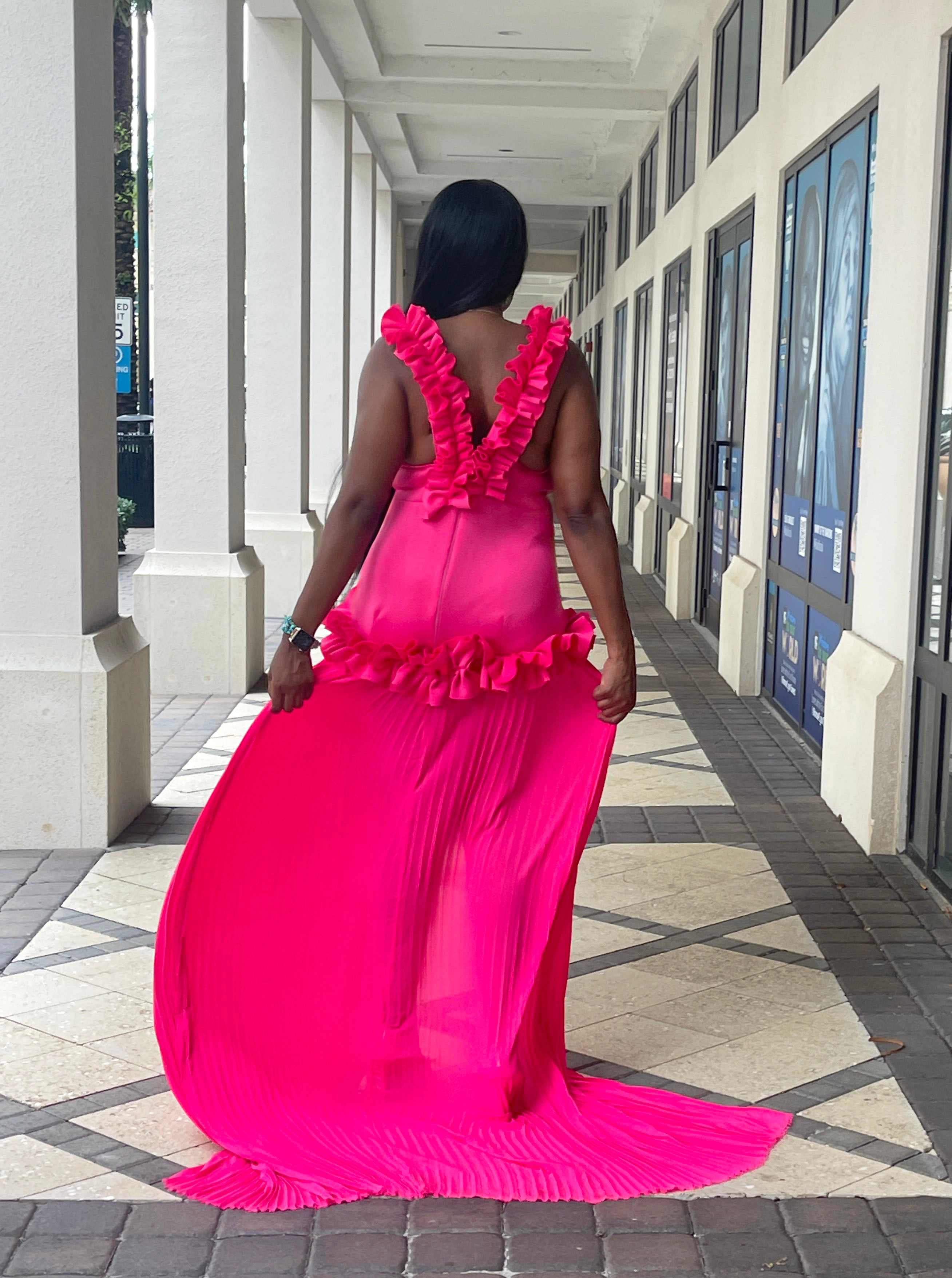 Hibiscus Drop waist Thigh High Split Dress