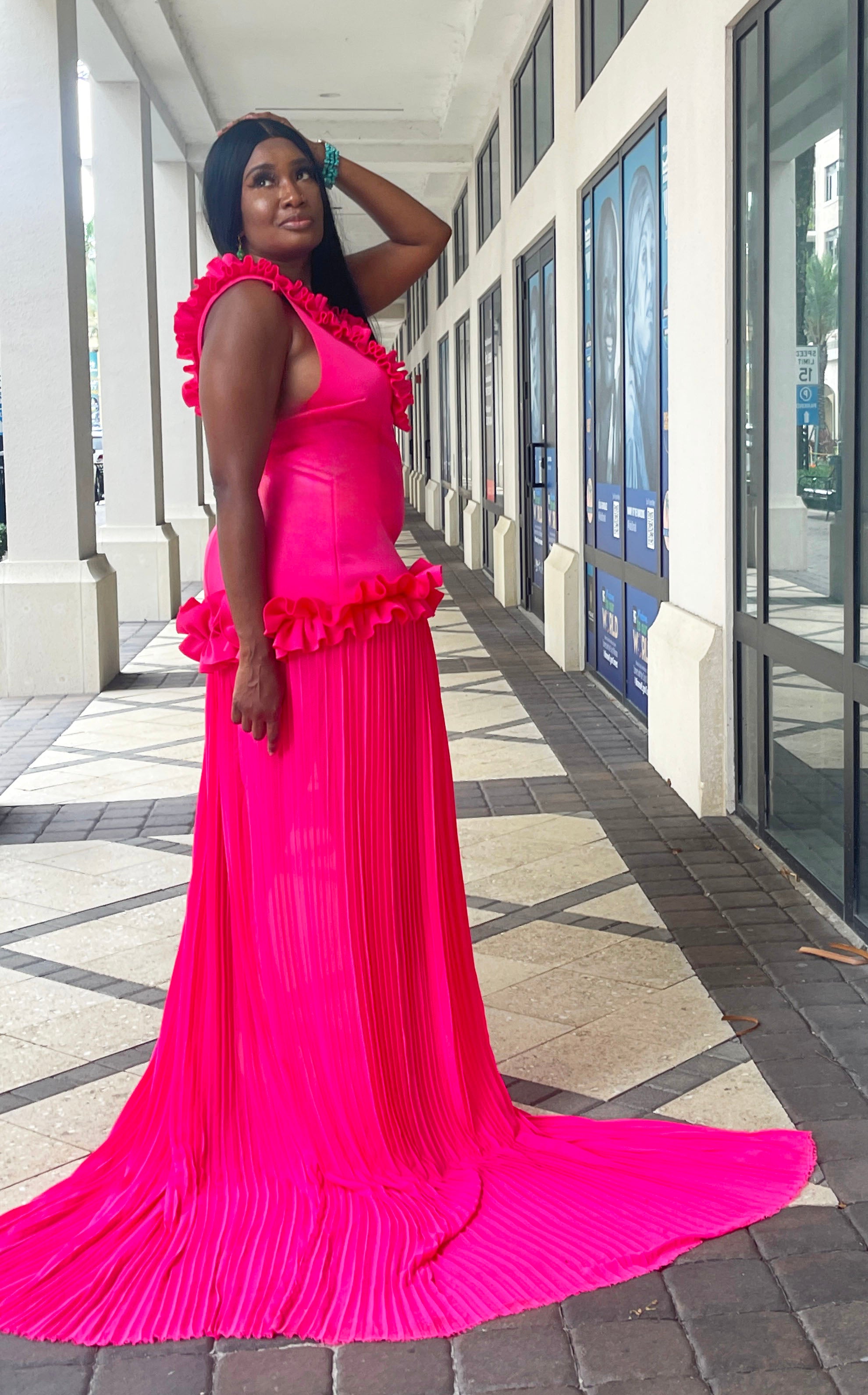 Hibiscus Drop waist Thigh High Split Dress