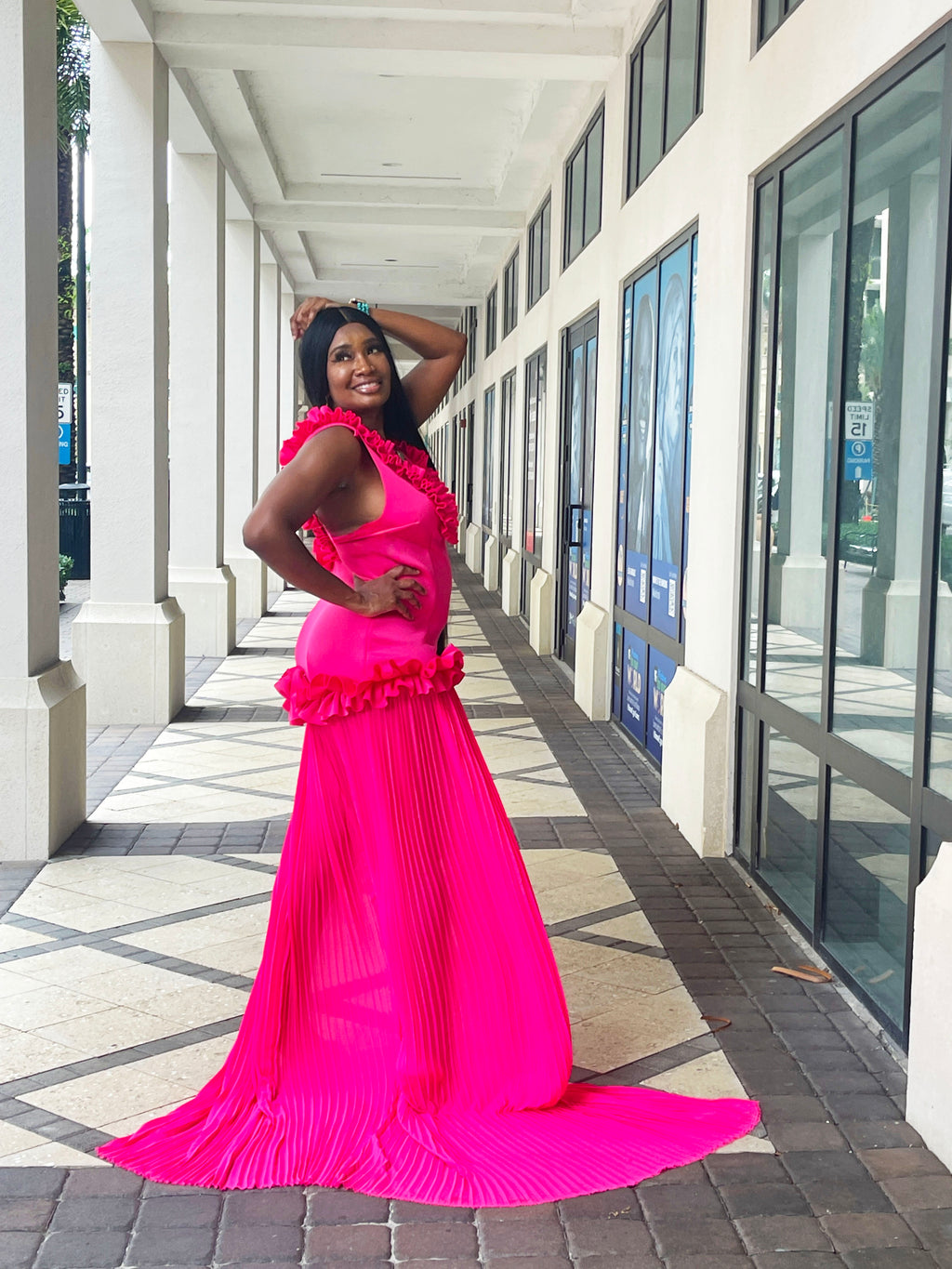 Hibiscus Drop waist Thigh High Split Dress