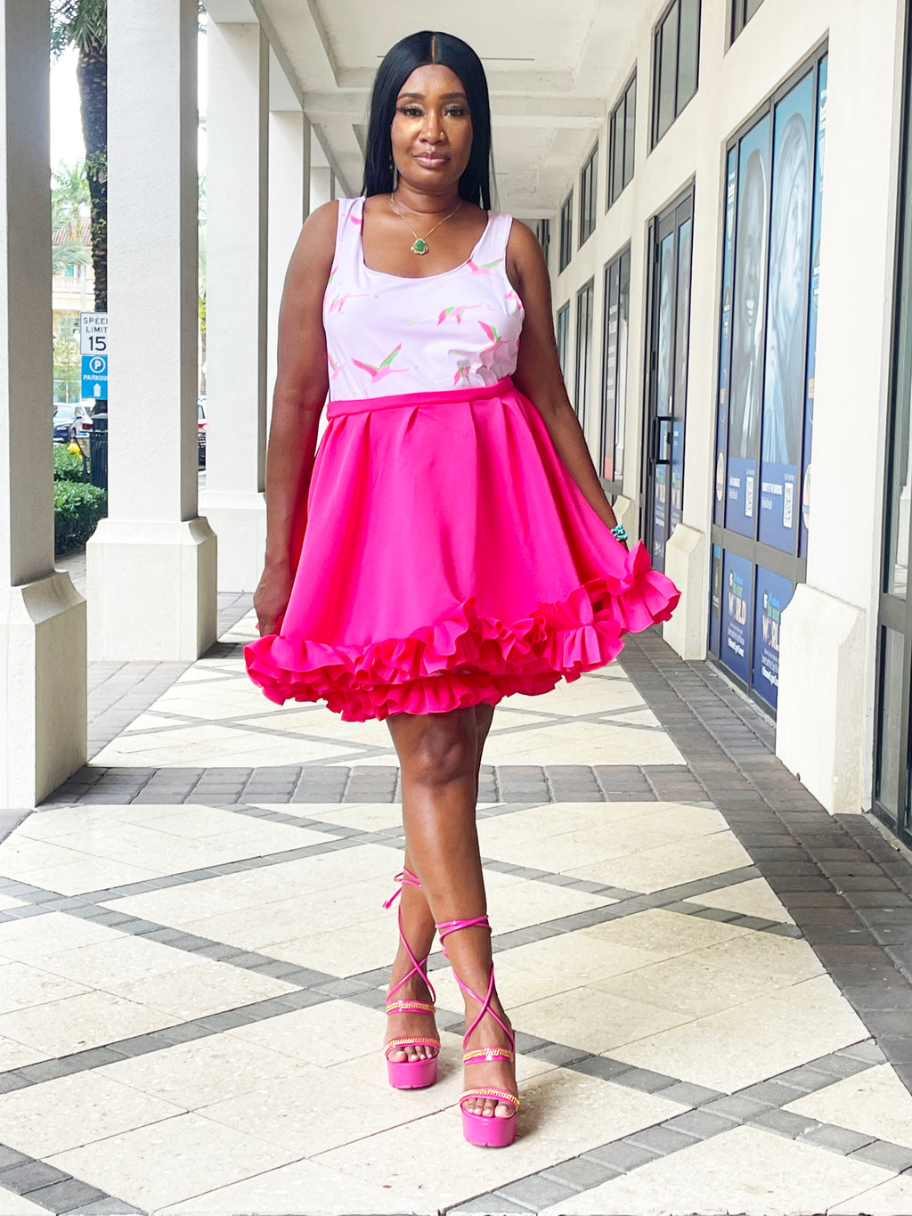 Circle Ruffle Skirt with pockets