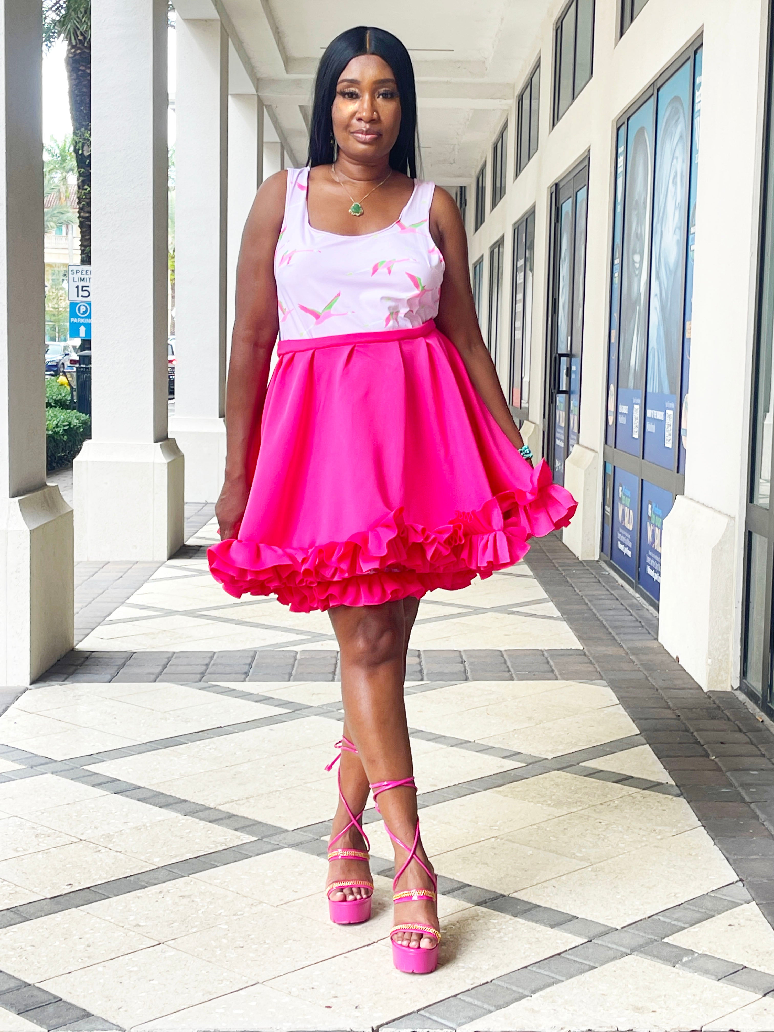 Circle Ruffle Skirt with pockets