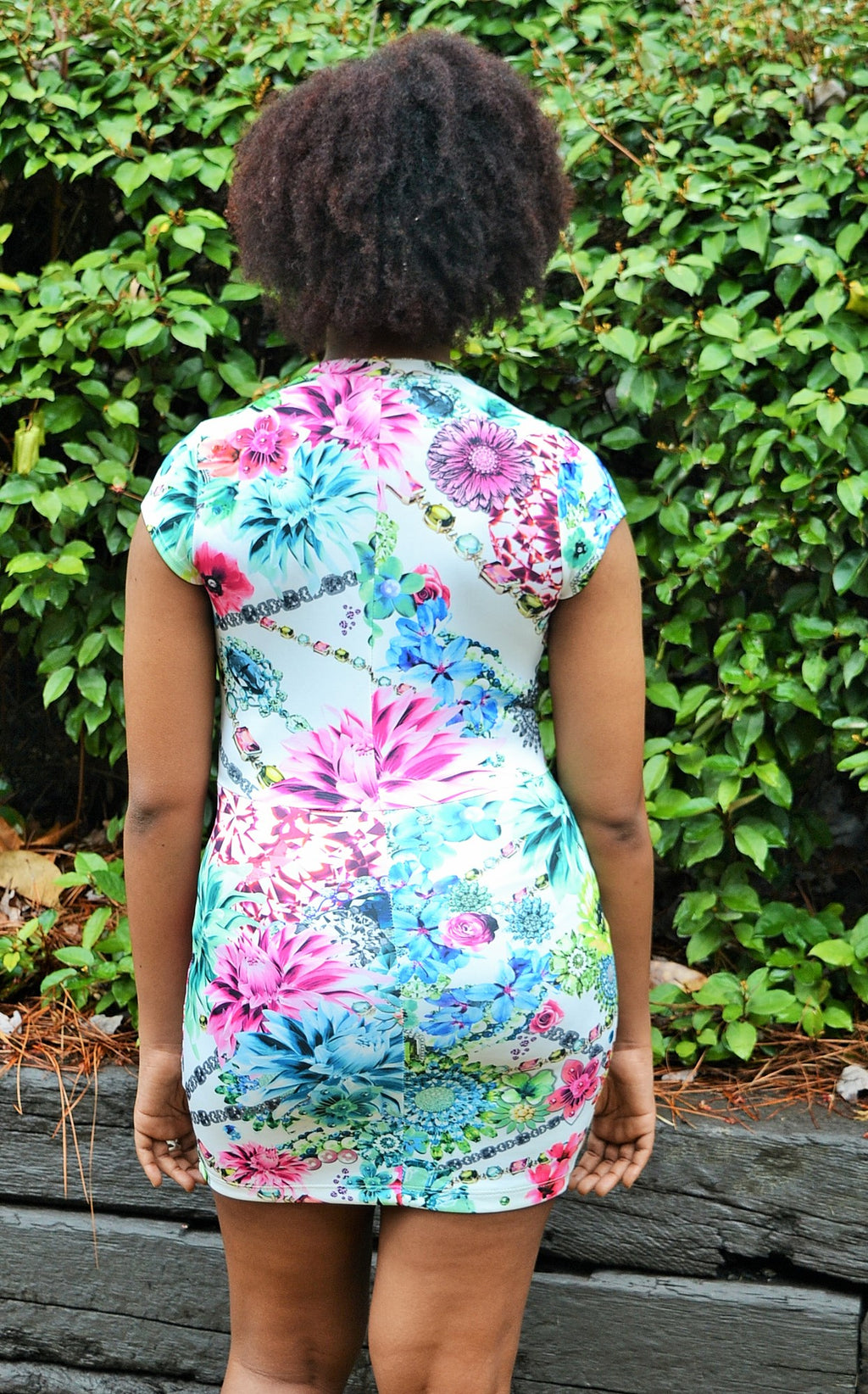 Floral and Gems Mini Dress